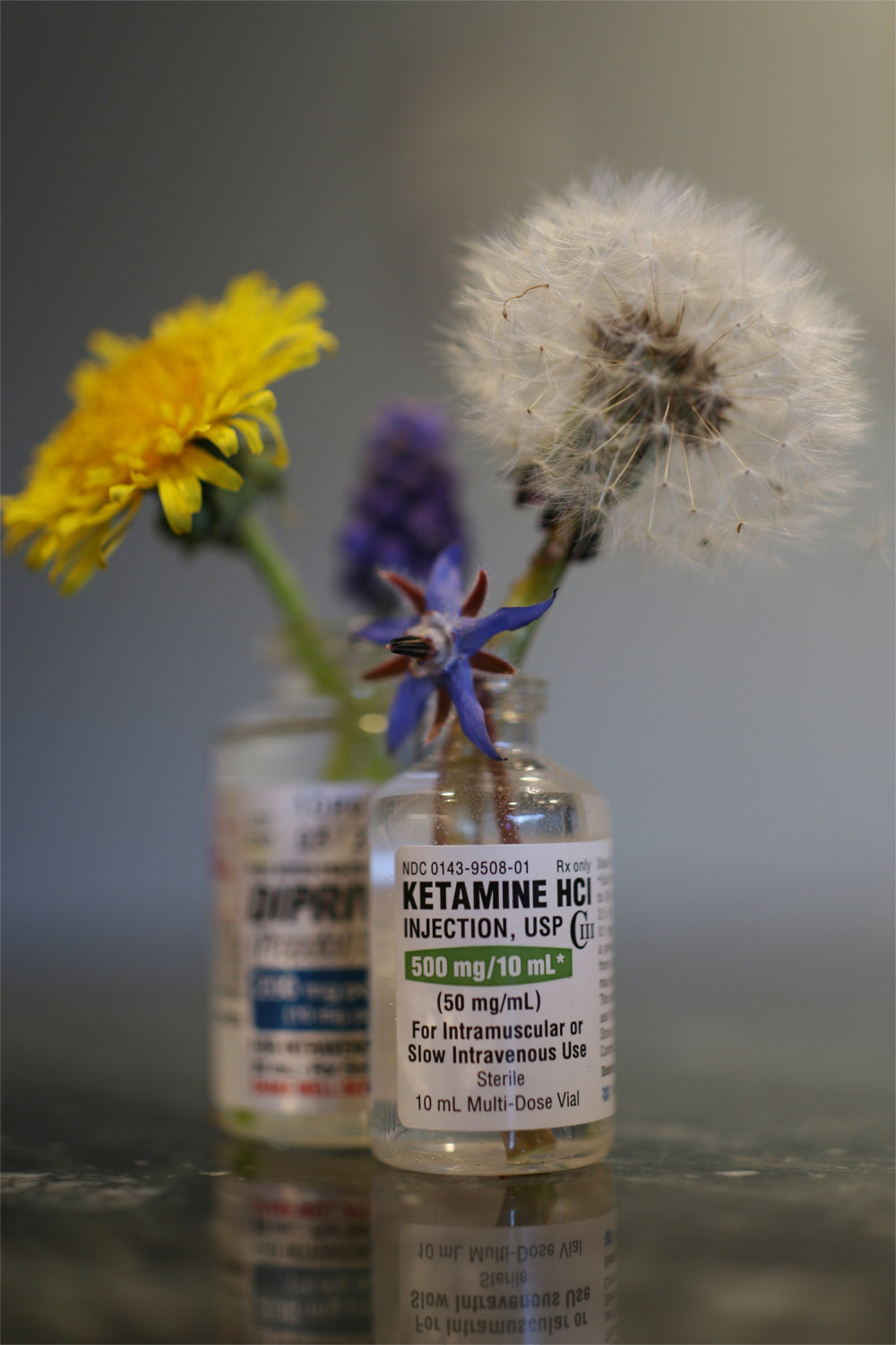Ketamine Vial With Flowers